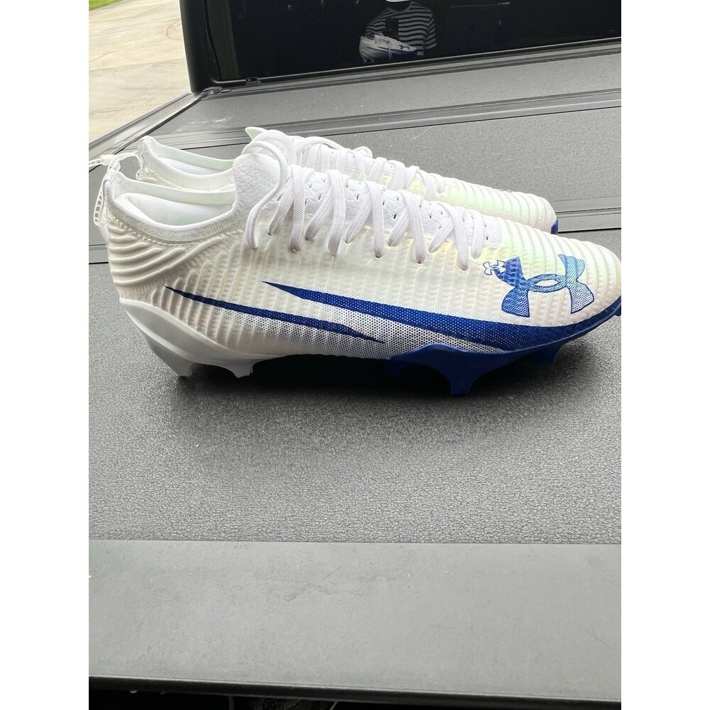 Under Armour Blur Pro Intelliknit Football Cleats Men 12 White Blue 3028220-106